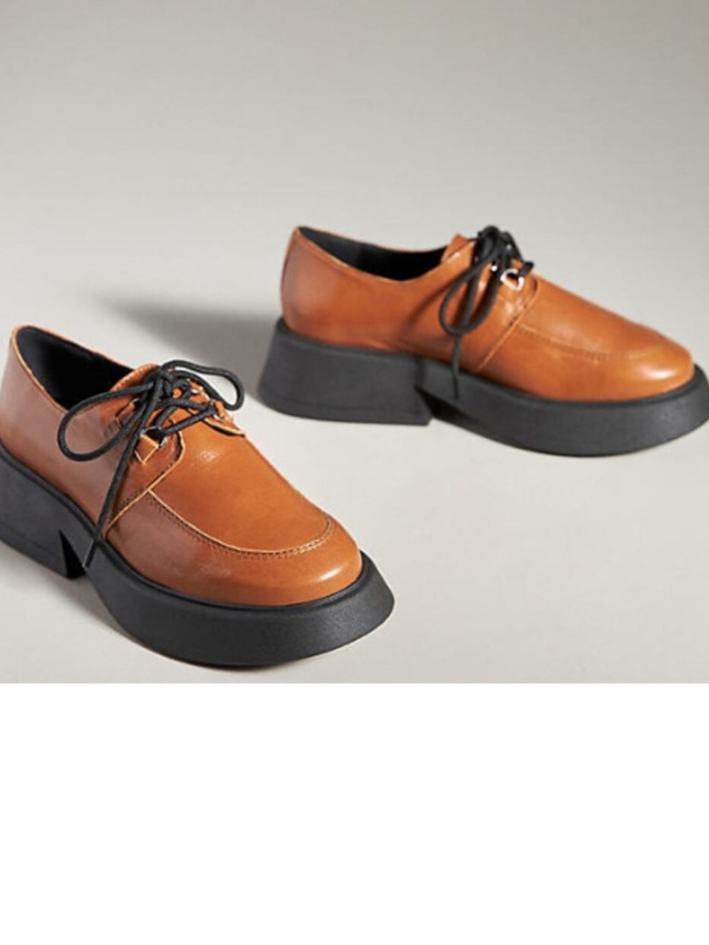 Anthropologie Maeve Flared Oxford Loafers Leather Lace- Up Chunky Platform Shoes